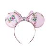 PAITTY Pearl Mouse Ears Bow Headbands for Girls Kids Sparkle Hair Band Ear Headband Party Princess Trip Cosplay Costume Decor (Pale Pink Printed Floral) view 2
