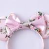 PAITTY Pearl Mouse Ears Bow Headbands for Girls Kids Sparkle Hair Band Ear Headband Party Princess Trip Cosplay Costume Decor (Pale Pink Printed Floral) view 3