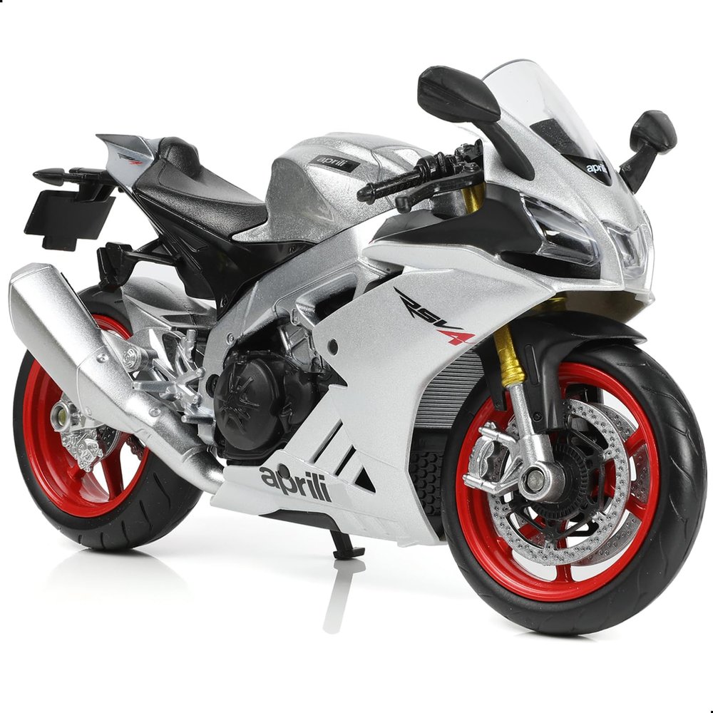 Risopen 1:12 Motorcycle Model for Aprilia RSVA RR1000 Metal Die-cast with Plastic Motorcycle Model No Assembly Required Mini Finished Moto Gift for AdultSilver