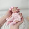 7" Reborn Babies Silicone Full Body Micro Realistic Newborn Doll Lifelike Eyes Open Smile Baby Girl Looking Real with Pink Dress Accessories for Kids Birthday Gift view 3