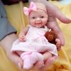 7" Reborn Babies Silicone Full Body Micro Realistic Newborn Doll Lifelike Eyes Open Smile Baby Girl Looking Real with Pink Dress Accessories for Kids Birthday Gift view 4