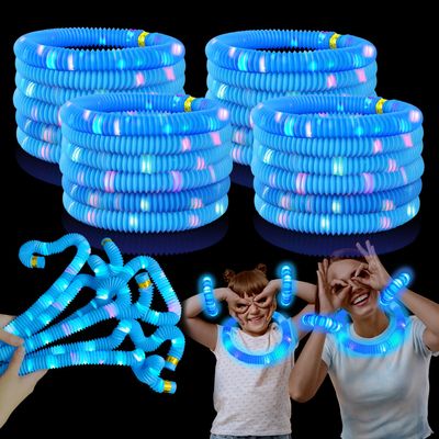 12-24 PCS Blue Glow Sticks for Kids,Light Up Pop Tubes Party Favors for Toddlers,Goodie Bag Stuffer Fillers,Birthday Easter Mardi Gras Parade Throws Non Candy Treats Prizes Toys Gifts for Boys Girls
