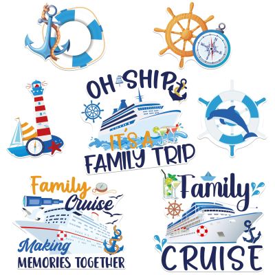 Dazoratix Cruise Stateroom Decorations Magnets - 7 Pcs Family Trip Cruise Door Magnet Stickers Funny Anchor Decor Magnetic Cabin Cute Rudder Cruise Ship Door Decoration Magnetic for Fiasta Party Gifts