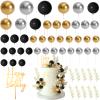 MIAHART Ball Cake Toppers Boho Grass Cake Topper Ball Cake Insert Decoration for Birthday Wedding Baby Shower Party Decorations Boho Themed Party Supplies (blackgoldsliver) view 1