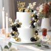 MIAHART Ball Cake Toppers Boho Grass Cake Topper Ball Cake Insert Decoration for Birthday Wedding Baby Shower Party Decorations Boho Themed Party Supplies (blackgoldsliver) view 3