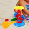 Abaodam Kids Sand and Water Wheel Tower 5pcs Sand Wheel Beach Toy Water Sifting Funnel Beach Hourglass Toy Tool Kit Molds Shovel Rake for Summer view 3