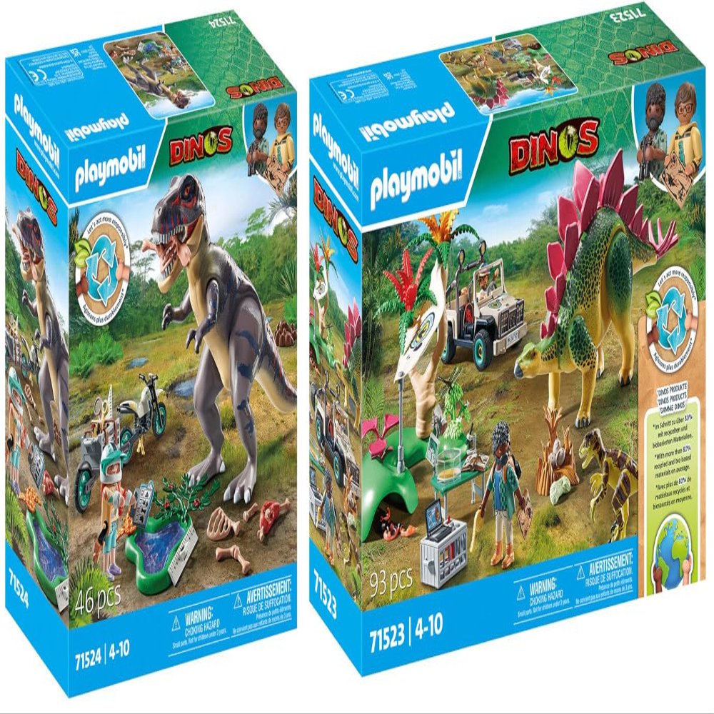 BRICKCOMPLETE Playmobil Dino Set: 71523 Research Camp with Dinos & 71524 T-Rex Trace Search