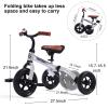 XPIY Tricycle for Toddlers Age 2-5 Years Old, 3 in 1 Folding Toddler Bike for Boys and Girls, Kids' Bike Trike with Detachable Pedal and Adjustable Seat (Glitter Silver) view 4