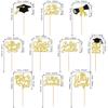 30 PCS Class of 2025 Graduation Cupcake Toppers Glitter Diploma 2025 Congrats Grad Cap Cupcake Picks So Proud of You cake Decorations for 2025 Graduation Theme Party Supplies Gold view 2