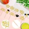 30 PCS Class of 2025 Graduation Cupcake Toppers Glitter Diploma 2025 Congrats Grad Cap Cupcake Picks So Proud of You cake Decorations for 2025 Graduation Theme Party Supplies Gold view 3