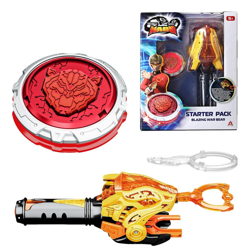 INFINITY NADO Battling Toys, Battle Set with Spinning Top & String Launcher, Metal Spinning Top Kids Gifts for Boys Girls Age 5+, Blazing War Bear