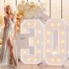 Bugame Light Up Numbers 4FT, Number 30 Light Up Sign Marquee Numbers 4 Feet Tall, Large 30 Marquee Number for 30th Birthday Party Decorations Mosaic Nmero view 1