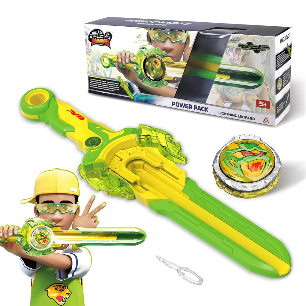 INFINITY NADO Battling Toys, Spinning Top and Sword Launcher Battle Set Toys for Kids, Battle Brust Sword Top Toys for 5 6 7 8 9 10 11 12 Year Old Boys, Lightning Leopard