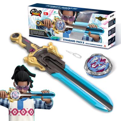 INFINITY NADO Battling Toys, Spinning Top and Sword Launcher Battle Set Toys for Kids, Battle Brust Sword Top Toys for 5 6 7 8 9 10 11 12 Year Old Boys, Gold Warrior Phoenix