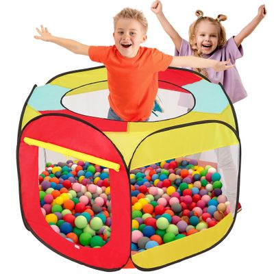LimitlessFunN Hexagon Pop Up Kids Ball Pit, Foldable Play Ball Pool with Storage Bag | Balls Not Included |, Children Indoor Playpen for Baby, Toddlers, Boys & Girls, 53" D x 53" W x 31" H