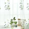 HooHero Blue Rural Style Elegant Sheer Curtains Bedroom Kids Baby Room Decor Rod Pocket Top Style Floral Embroidered Semi Tulle Drapes view 1