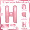 Big Letter Balloon H Pastel Pink, Mylar Alphabet Customize Name Balloon Letter Light Pink, Self Inflating Baby Pink Foil H Custom Letter Balloon for Girls Women Birthday Party Baby Shower Decoration view 2