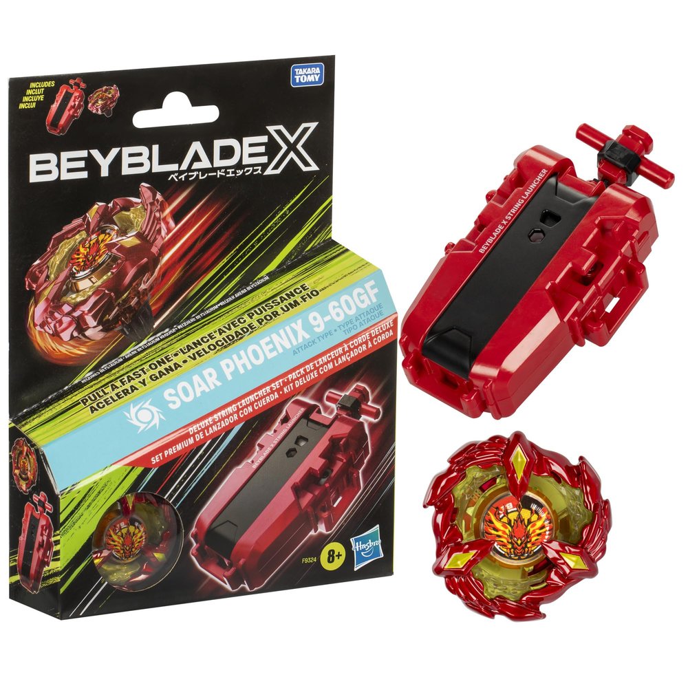 Beyblade X Soar Phoenix 9-60GF Deluxe Line Starter Set, with 1 Starter and 1 Gyro, with X-Celerator and 2 Clicks to Assemble, Family