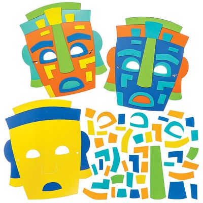 Baker Ross FN020 Mayan Mask Sets - 8 Pack Craft Kits for Kids Learning Material