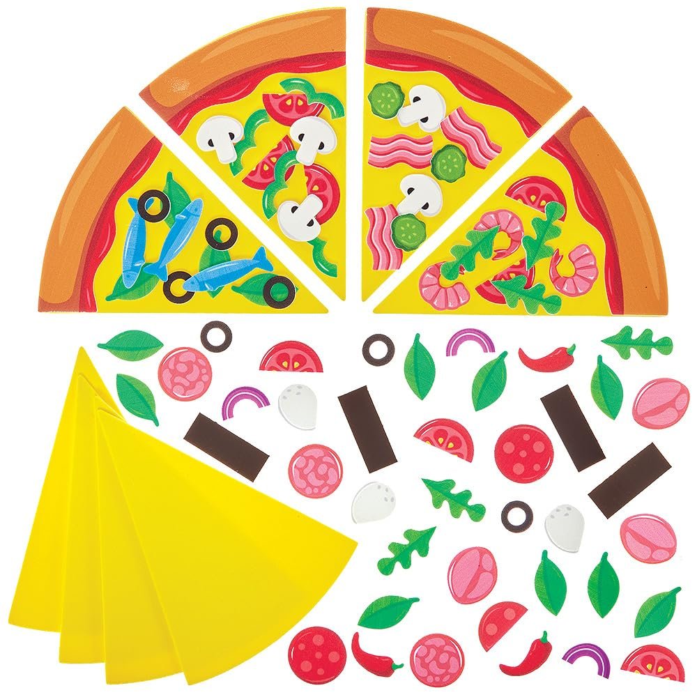 Baker Ross FN043 Pizza Mix & Match Magnet Sets - 8 Pack, Decoration Craft Kits for Kids