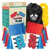 Barcaloo Capture The Flag, Traditional 12 Player Set with Real Wood Handle Flags & Arm Bands - Outdoor Yard Game for Family, Kids and Teens - Cool Birthday Gifts for Boys, Family Reunions, & Field Day view 1