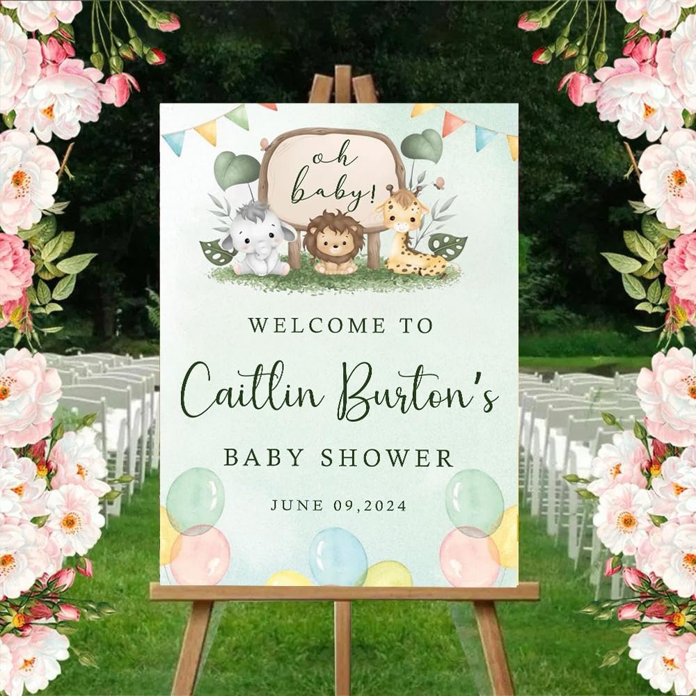 Theme My Party Personalized Baby Shower Welcome Sign Board| Welcome Board Sign for Baby Shower| Customized Welcome Board Sign for Baby Shower, Beige