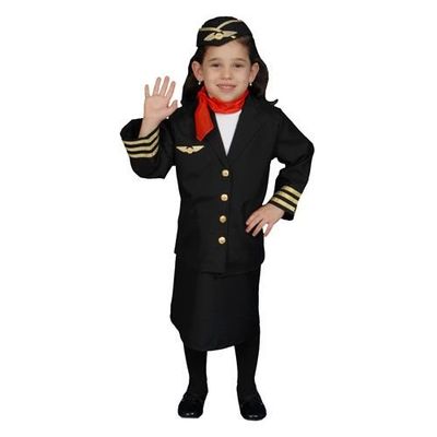 212 Main - Flight Attendant Set Costume - Multicolor, Small Size 4-6
