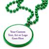 Custom Mardi Gras Bead Necklaces with Medallions - 33 inch, 7mm Round Beads- Pack of 24 Personalized Plastic Bead Necklaces - Many Colors To Choose - Green view 1
