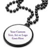 Custom Mardi Gras Bead Necklaces with Medallions - 33 inch, 7mm Round Beads- Pack of 24 Personalized Plastic Bead Necklaces - Many Colors To Choose - Black view 1