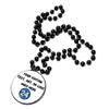 Custom Mardi Gras Bead Necklaces with Medallions - 33 inch, 7mm Round Beads- Pack of 24 Personalized Plastic Bead Necklaces - Many Colors To Choose - Black view 2