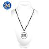 Custom Mardi Gras Bead Necklaces with Medallions - 33 inch, 7mm Round Beads- Pack of 24 Personalized Plastic Bead Necklaces - Many Colors To Choose - Black view 3
