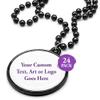Custom Mardi Gras Bead Necklaces with Medallions - 33 inch, 7mm Round Beads- Pack of 24 Personalized Plastic Bead Necklaces - Many Colors To Choose - Black view 4