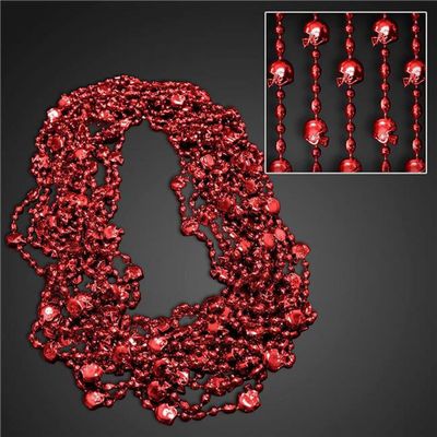 212 Main Football Helmet Bead Necklaces Red - Pack of 12