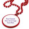 Custom Mardi Gras Bead Necklaces with Medallions - 33 inch, 7mm Round Beads- Pack of 24 Personalized Plastic Bead Necklaces - Many Colors To Choose - Red view 1