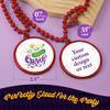 Custom Mardi Gras Bead Necklaces with Medallions - 33 inch, 7mm Round Beads- Pack of 24 Personalized Plastic Bead Necklaces - Many Colors To Choose - Red view 4