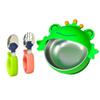 ENERGEVITY Suction Bowls Set for Baby FeedingSilicone Suction Baby Bowl and Food-Grade 304 Stainless Steel Bowl with Fork and Spoon,Dishwasher Safe (Little Frog) view 1