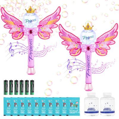 2 Pack Bubble Wands for Kids,Light Up & Music Bubble Machine,Bubble Maker & Bubble Blower,Outdoor Birthday Party Bubble Toys for Toddlers,Gift for Girls Age 3 + Years Old.(Pink+Pink)