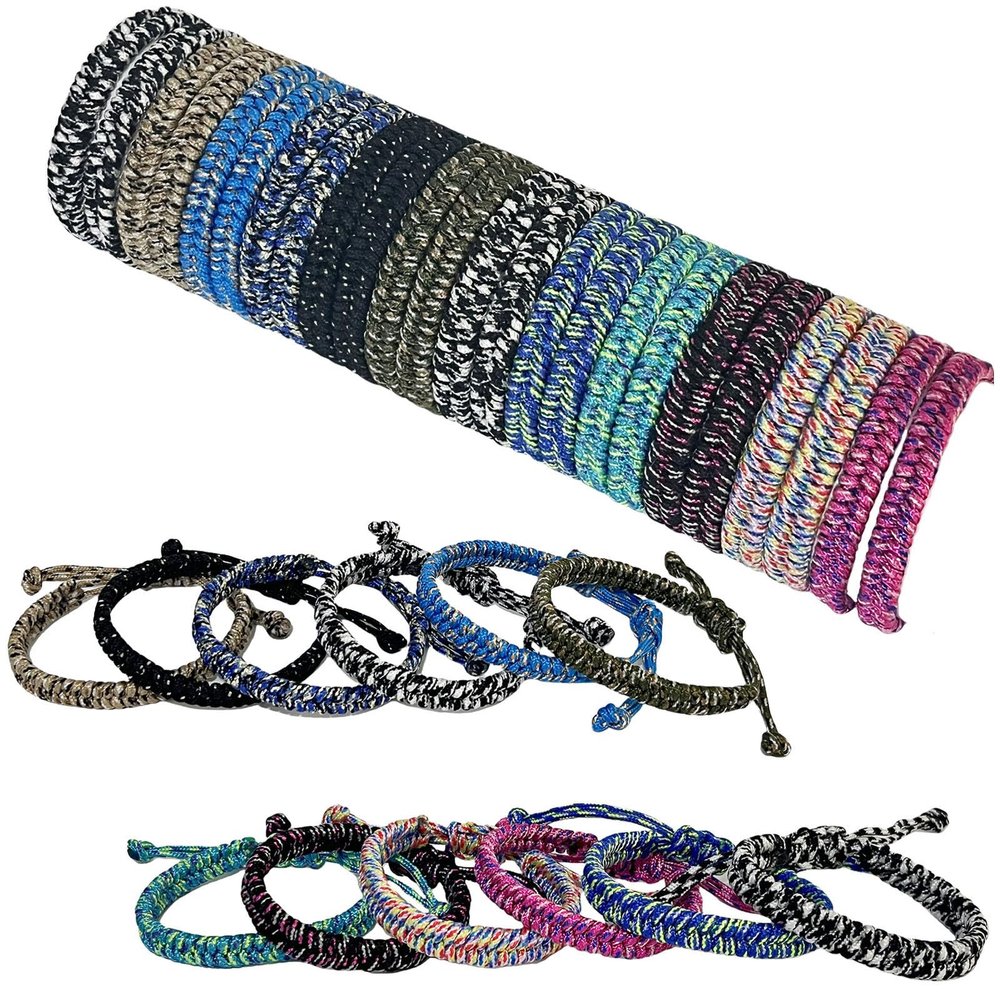 24 pcs Braided Friendship Bracelets for Teen Girls Boys Assorted Colors Paracord Bracelets Bulk Handmade Goody Bag Stuffers Easter Basket Filler for Teens Teenager Birthday Christmas Party Favors
