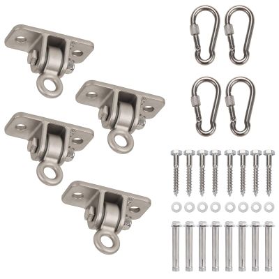 Butizone Heavy Duty Swing Hangers 304 Stainless Steel for Wooden Sets, Swing Hooks Screws Bolts with Snap Hooks for Playground, Porch, Swing Seat, Indoor Outdoor, Set of 4
