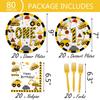 118 Pcs Construction 1st Birthday Party Decor Dump Truck One Years Old Disposable Paper Plates Napkins Forks Cups Tablecloth Banner Dinnerware for Im Digging Being 1 Bday Baby Shower Party Supplies view 4