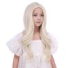 DUDUWIG White Blonde Wig for Child Gilrs Long Platinum Blonde Middle Part Wig Kids Long Light Blonde Wavy Curly Wig Heat Resistant Synthetic Wig with Wig Cap view 2