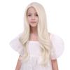DUDUWIG White Blonde Wig for Child Gilrs Long Platinum Blonde Middle Part Wig Kids Long Light Blonde Wavy Curly Wig Heat Resistant Synthetic Wig with Wig Cap view 3