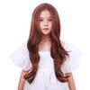 DUDUWIG Ginger Orange Wig for Kids Gilrs Long Ginger Middle Part Wig Child Long Dark Orange Wavy Curly Wigs Heat Resistant Synthetic Hair with Cap view 2