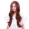 DUDUWIG Ginger Orange Wig for Kids Gilrs Long Ginger Middle Part Wig Child Long Dark Orange Wavy Curly Wigs Heat Resistant Synthetic Hair with Cap view 3