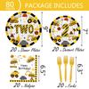 118pcs Construction 2nd Birthday Decor Construction Two Years Old Paper Dinner Plates Napkins Forks Cups Tablecloth Banner Dinnerware for Dump Truck Theme 2nd Bday Party Supplies Decorations view 4