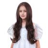 DUDUWIG Kids Mixed Brown Wig Gilrs Long Dark Brown Middle Part Wig Child Long Wavy Curly Wigs Heat Resistant Synthetic Wigs with Cap view 1