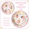 120PCS Fairy Party Supplies for Girls 1st 2rd First Birthday Fairies Enchanted Themed Baby Shower Party Decorations Garden flower Tableware Set Paper Plates Napkins Forks for 20 Guests view 4