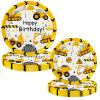 118 Pcs Construction Birthday Party Decorations Dump Truck Paper Plates Napkins Forks Cups Tablecloth Banner Dinnerware for Construction Baby Shower 1st 2nd 3rd 4th Birthday Party Supplies view 2