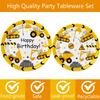 118 Pcs Construction Birthday Party Decorations Dump Truck Paper Plates Napkins Forks Cups Tablecloth Banner Dinnerware for Construction Baby Shower 1st 2nd 3rd 4th Birthday Party Supplies view 3