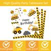 118 Pcs Construction 3rd Birthday Decor Construction Three Years Old Paper Dinner Plates Napkins Forks Cups Tablecloth Banner Dinnerware for Dump Truck Theme 3rd Bday Party Supplies Decorations view 3